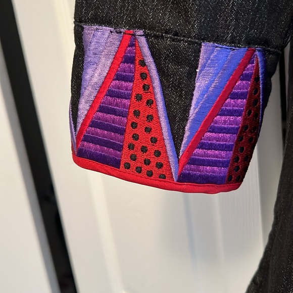 BOB MACKIE WEARABLE ART LG JACKET Black,Red & Purple Embroidered Women's Jacket - Picture 4 of 8